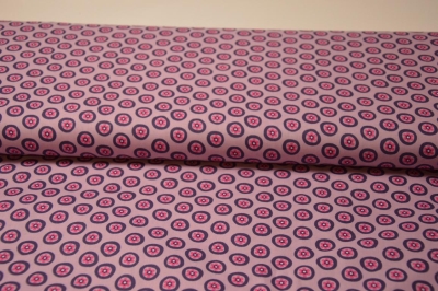 Baumwolle "Sunday" Blumen Kreise lila rosa